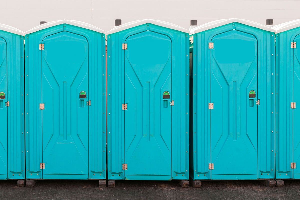 Industrial portable restroom units at a plant in Scottsbluff, Nebraska