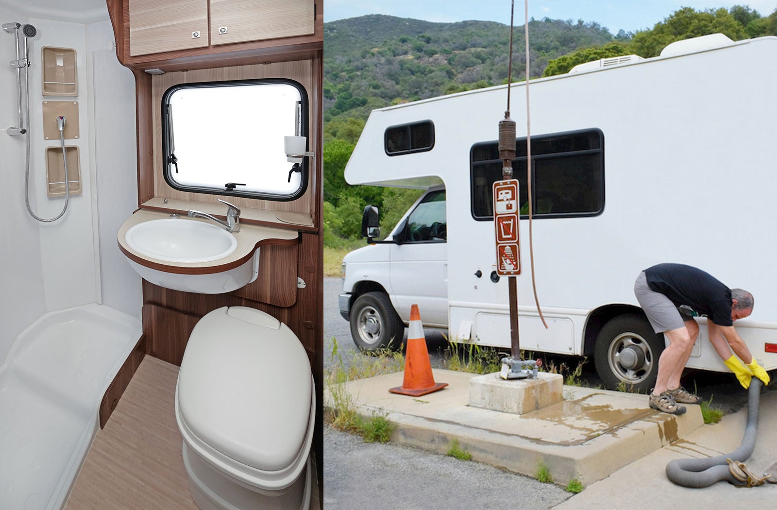 Portable RV/camper toilet and holding tank setup in Scottsbluff, Nebraska